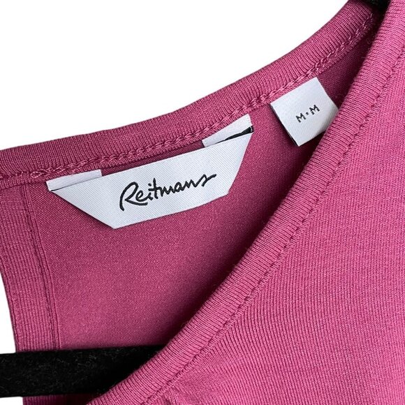 REITMANS Women's Dusty Rose Tank Top Crew Neck Sleeveless Ruched Collar Medium - Picture 3 of 10